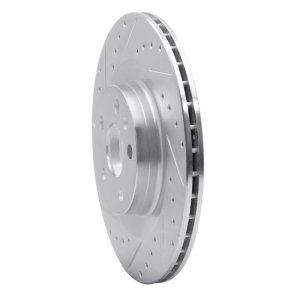 Volvo V60 Brake Rotor (1) - Rear Left - R1 Concepts - Drilled & Slotted - Silver - `16-`26
